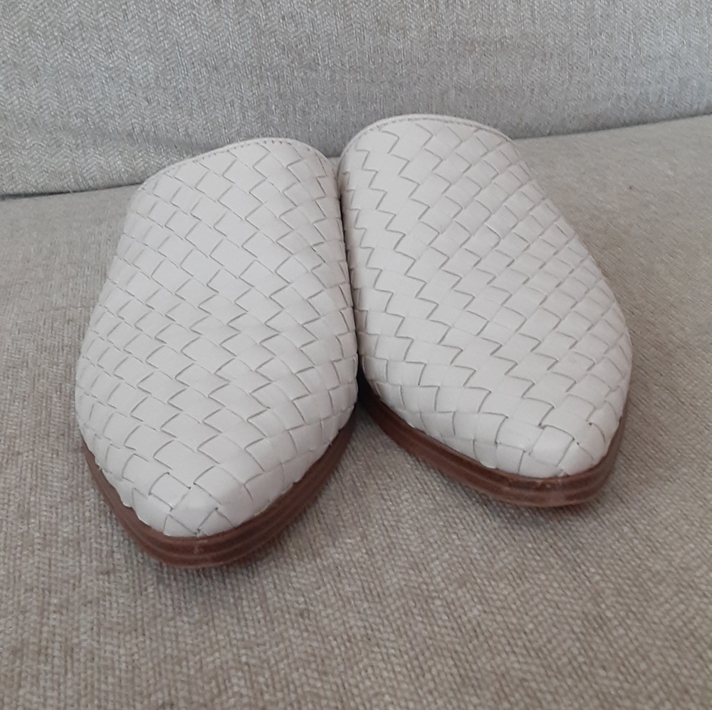 Marc Fisher Elegant Cream Woven Mules - Picture 7 of 12